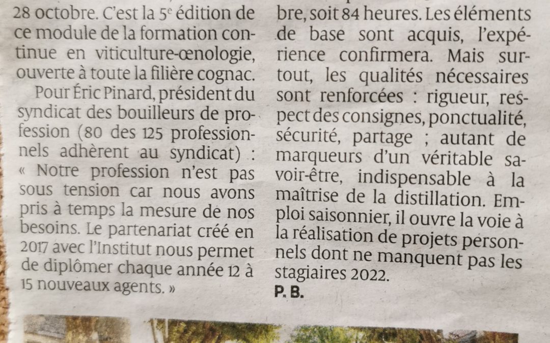 La distillerie Rémy Piron accueille un nouveau distillateur formé à l’IREO